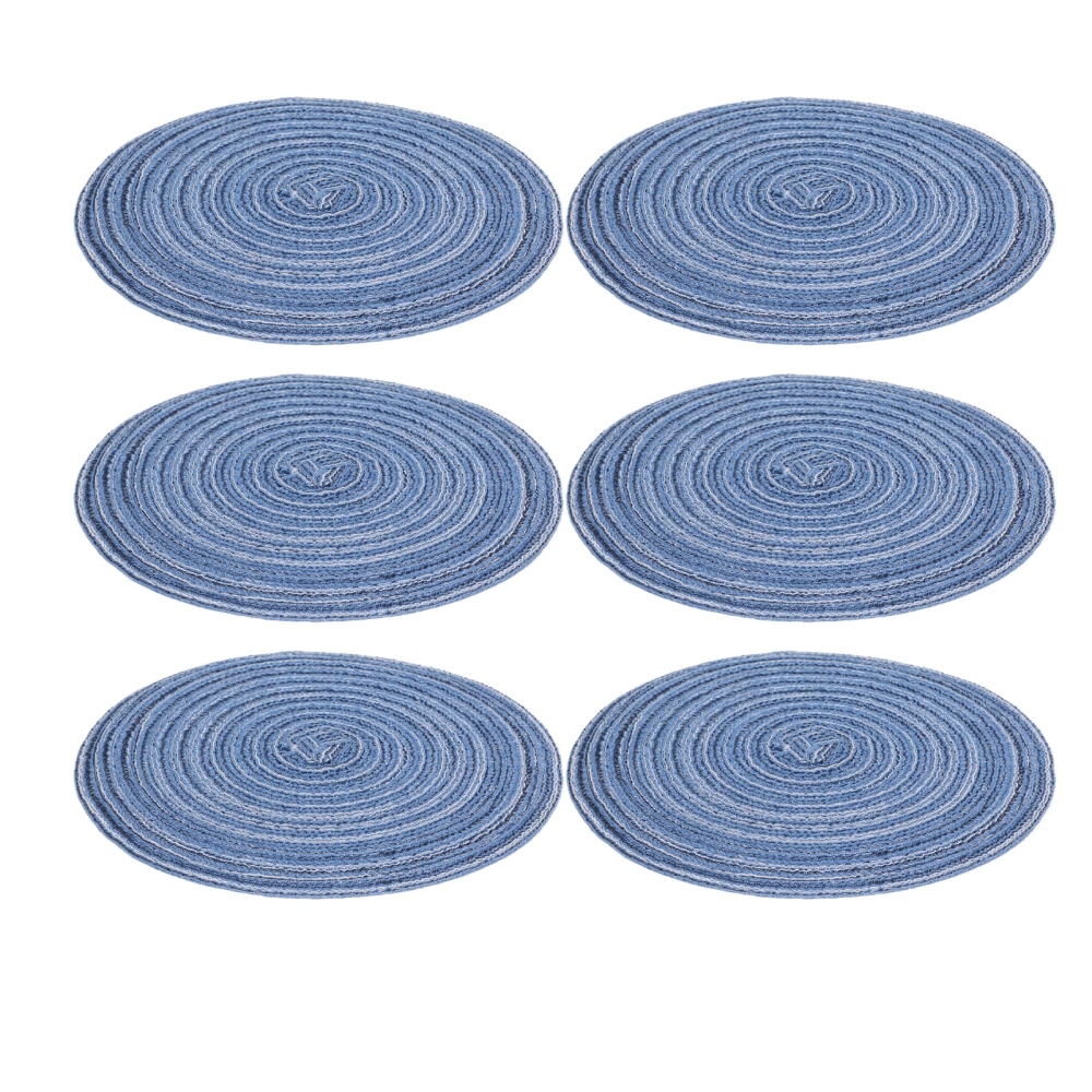 6Pcs Round Placemats Braid Heat Insulation Nonslip Stable Highly Durable Wide Application Place Mats for Home PartyBlue