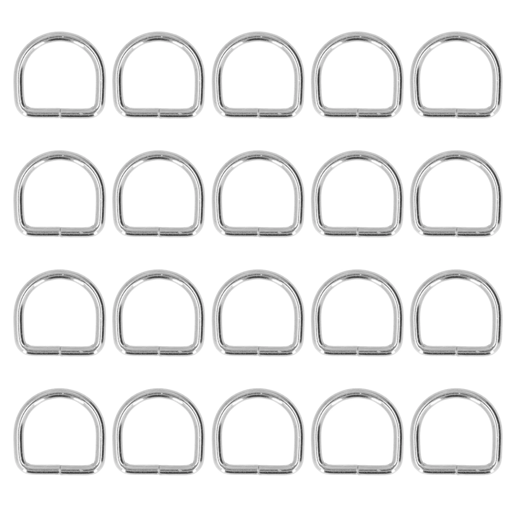 20Pcs Metal D Rings Durable Iron Fadeless Color Wide Application Exquisite D Rings for DIY Handbag BackpackSilver 3x20x20mm