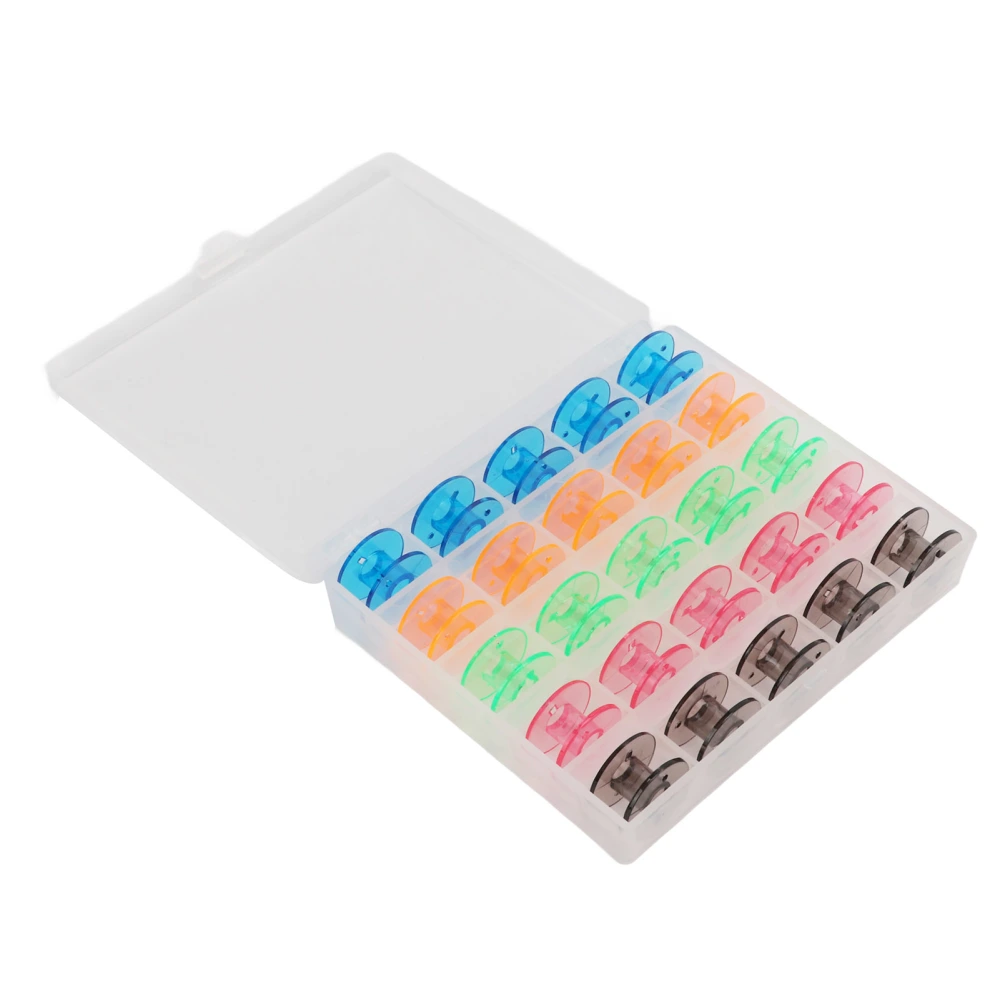 Sewing Machine Bobbins Plastic Colorful Embroidery Bobbins with Storage Box for Sewing Quilting