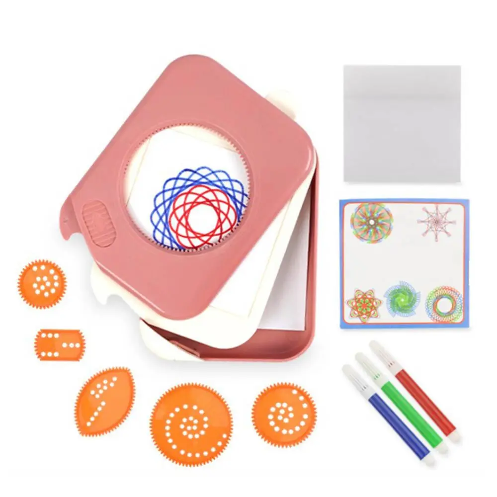 Drawing Set for Kids Plastic Painting Template Ruler Kit Gears Spiral Drawing Tool Educational Toys