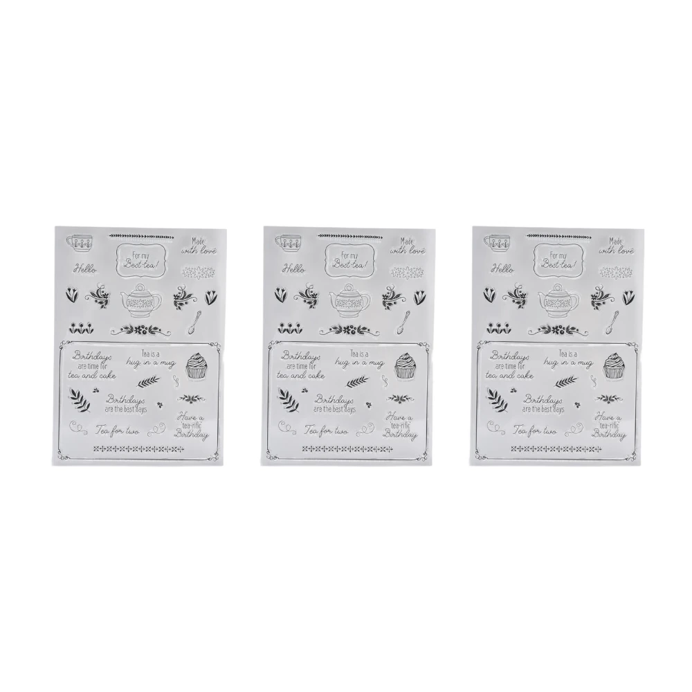 3pcs Clear Stamps Transparent Safe Reliable Attractive Decorative Convenient Practical Handicraft Tools for Diaries