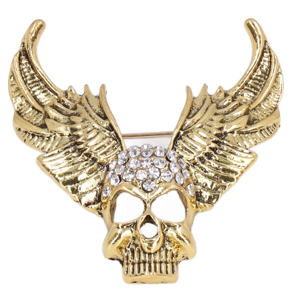 Drill Skull Brooch Sparkling Crystals Fashion Personality Brooch Accessories for Suit CoatAncient Gold