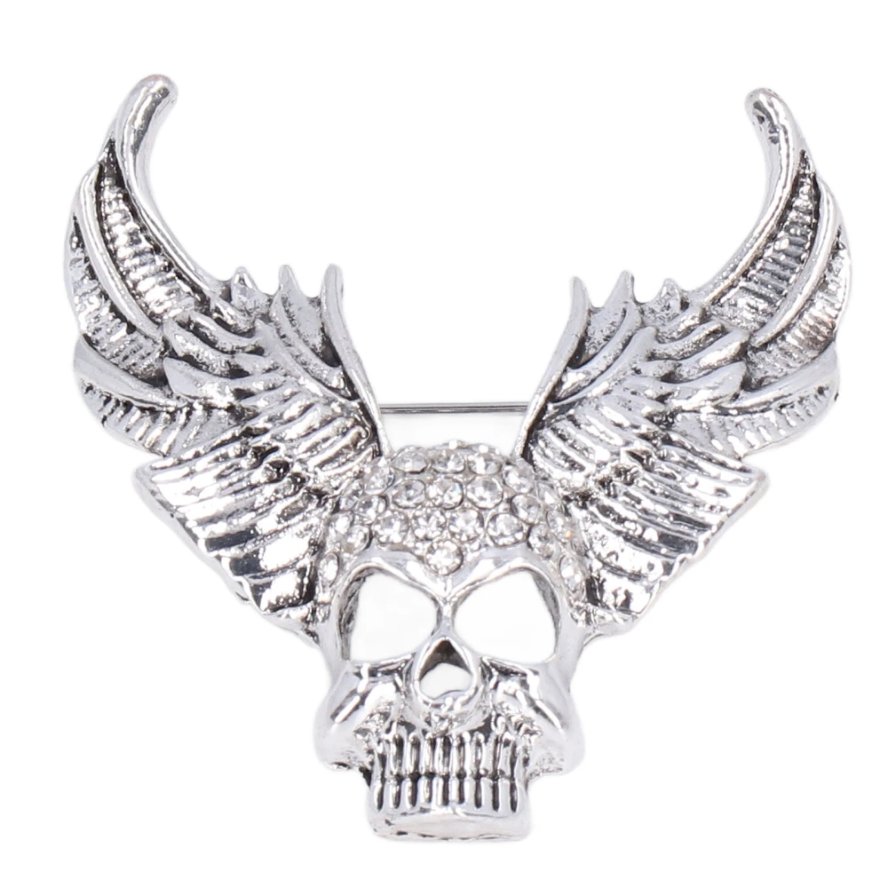 Drill Skull Brooch Sparkling Crystals Fashion Personality Brooch Accessories for Suit CoatAncient Silver