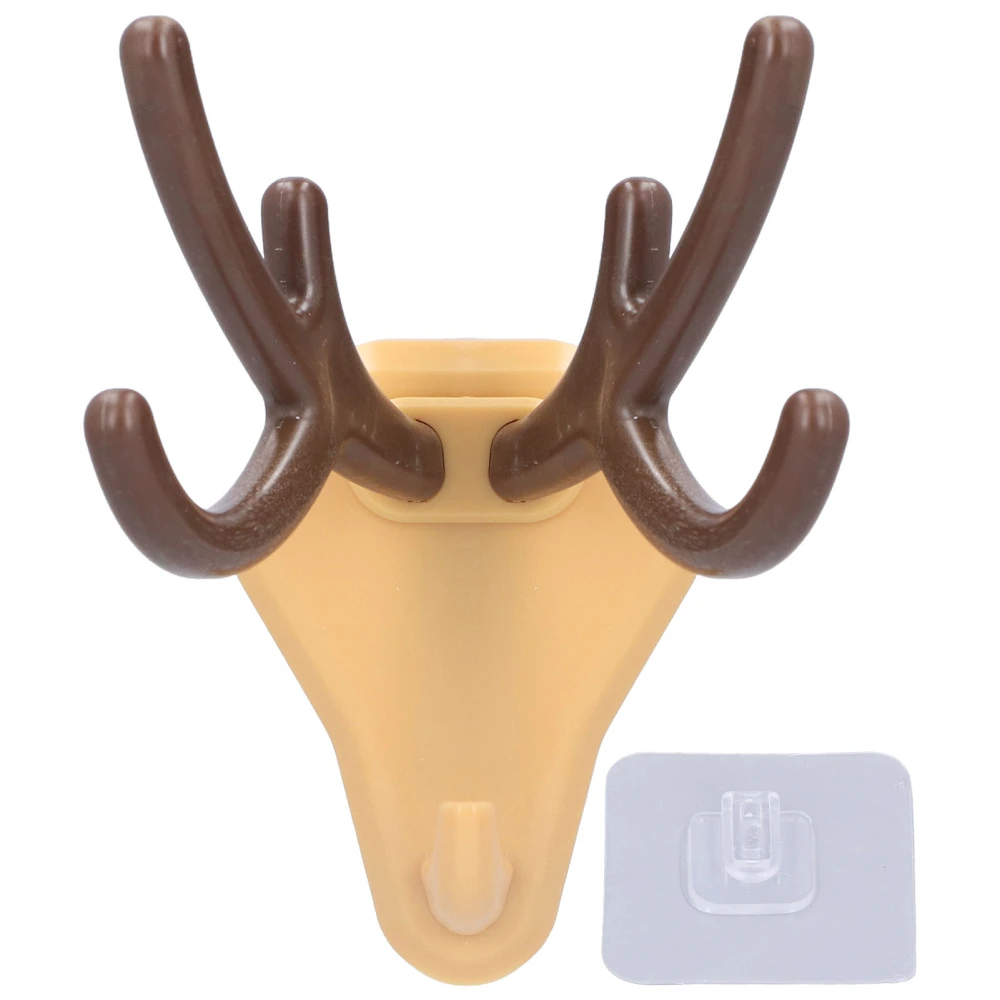 Cute Antler Hook Punch Free Multifunction Deer Antlers Wall Hooks for Home OfficeKhaki