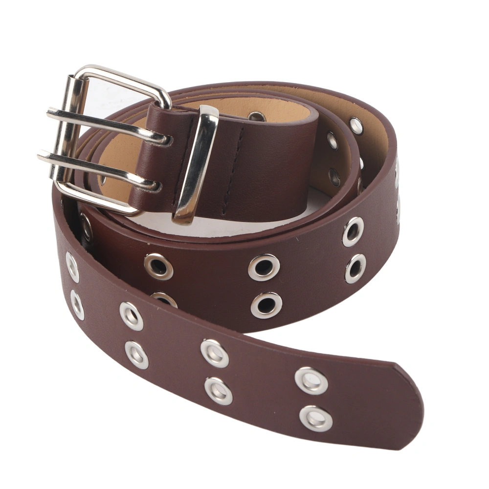 Vintage Buckle Belt Double Vent Eyes Ladies Belt Fashion Rivet Decorative Trousers Trendy Wide Belt