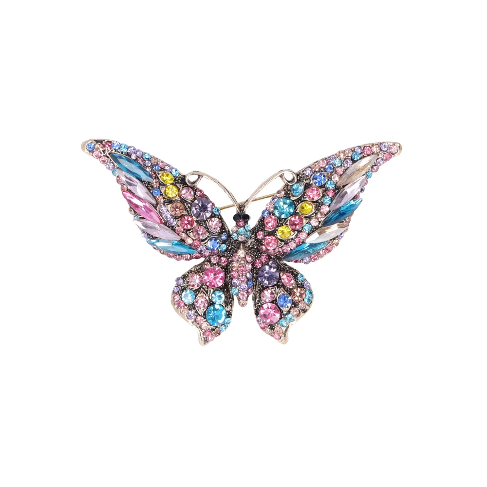 Butterfly Brooch Colorful Vintage Diamond Studded Crystal Metal Butterfly Brooch Decoration