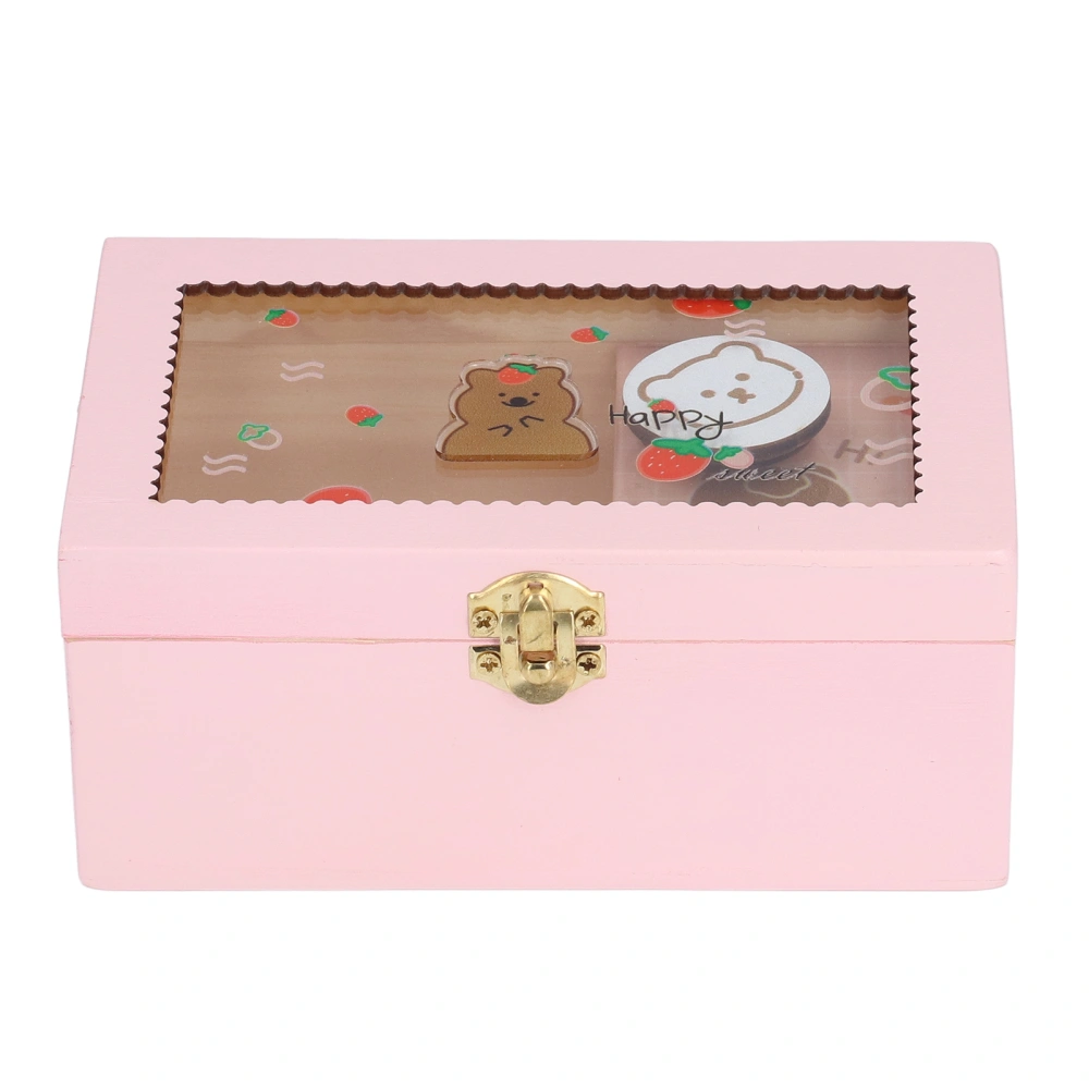 Girl Jewelry Box Reliable Durable Cute Style Sufficient Capacity Attractive Decorative Music Ornaments for RoomD Strawberry Bear Pink