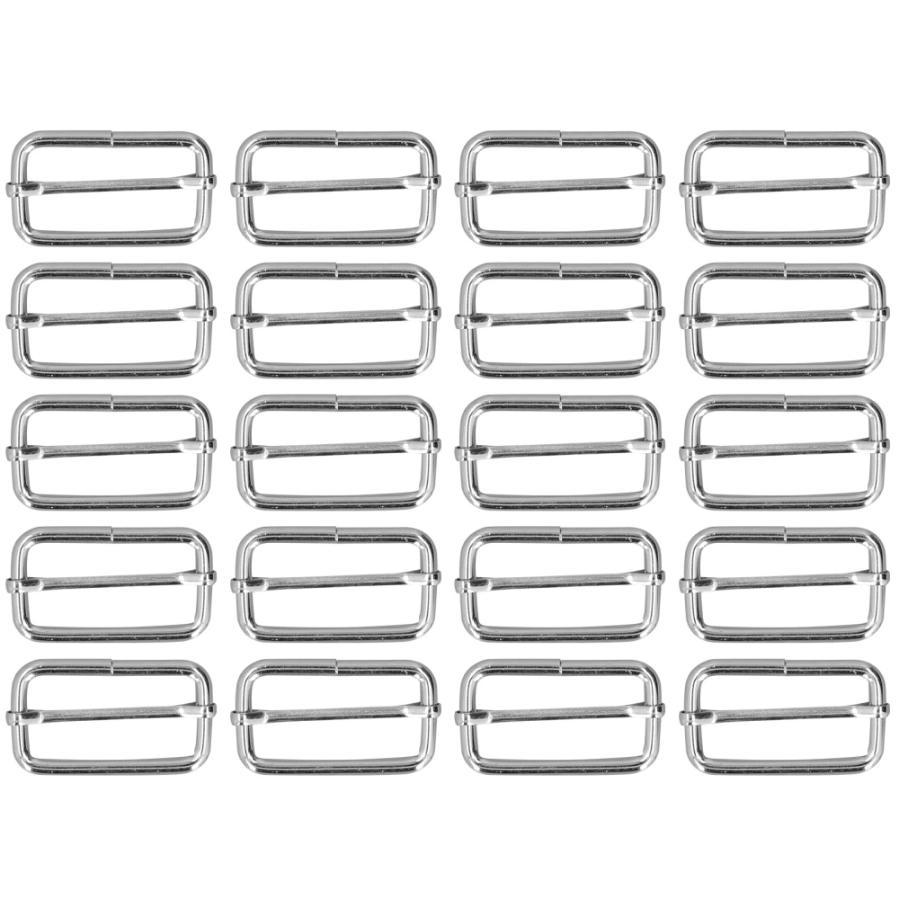 20Pcs Metal Rectangle Adjuster Durable Fadeless Exquisite Wide Application Metal Buckle for Clothes Backpack Belt4x38x20mm