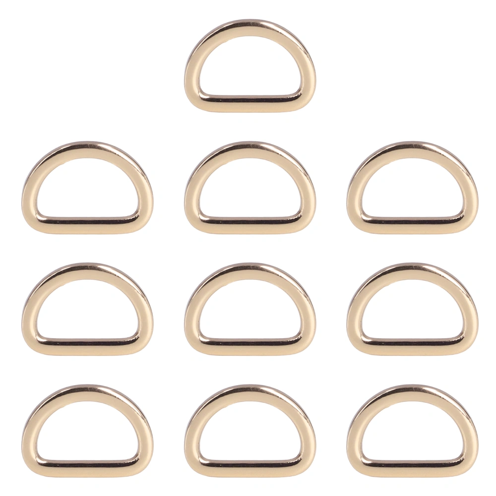 10pcs D Rings Reliable Durable Glossy Comfortable Small Compact Decorative Bag Buckles for DIY CraftsLight Gold