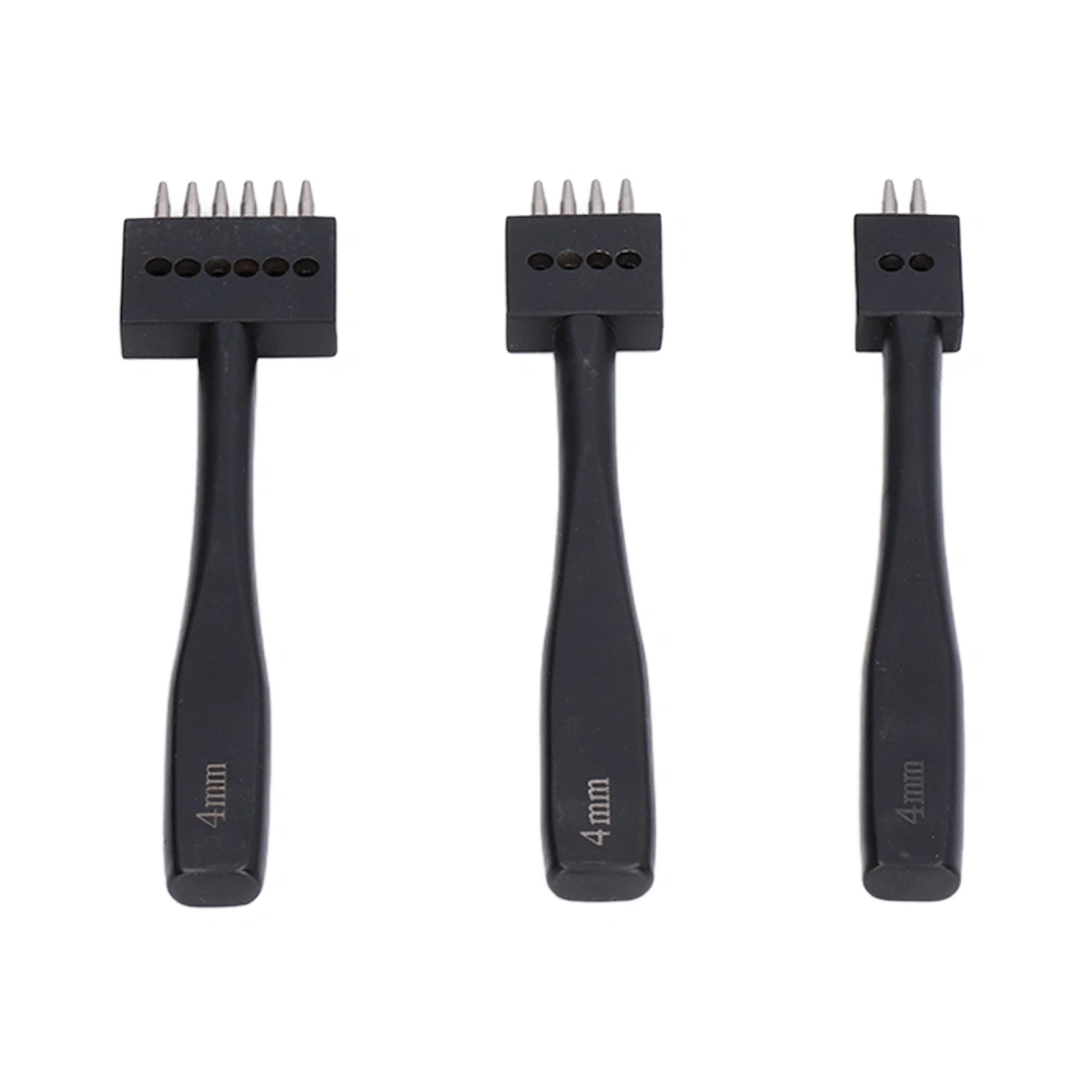 3Pcs Prong Punch Tool Set Fast Punching Various Sizes High Strength Professional Design DIY Leather Row Punch Tool4mm