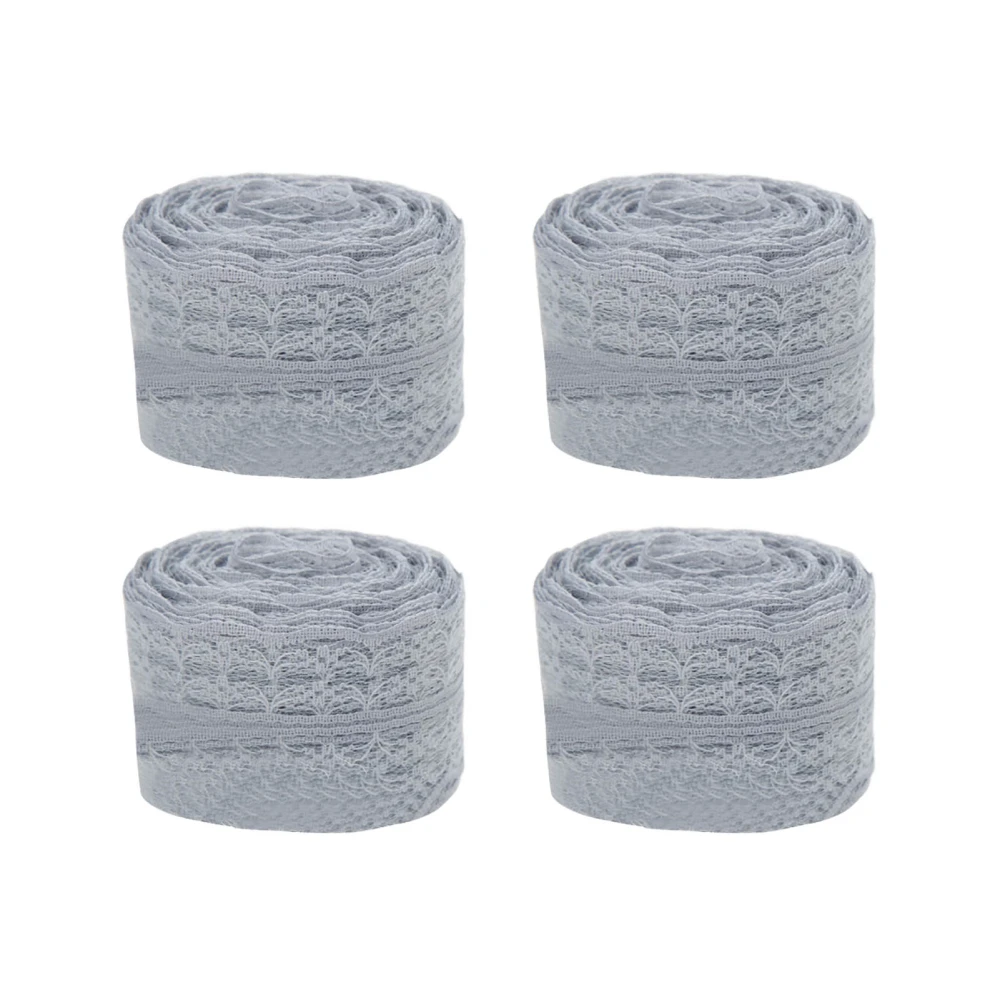 4Pcs Lace Ribbons Nylon Retro DIY Decorative Accessories for Gift Packaging DecorationGray