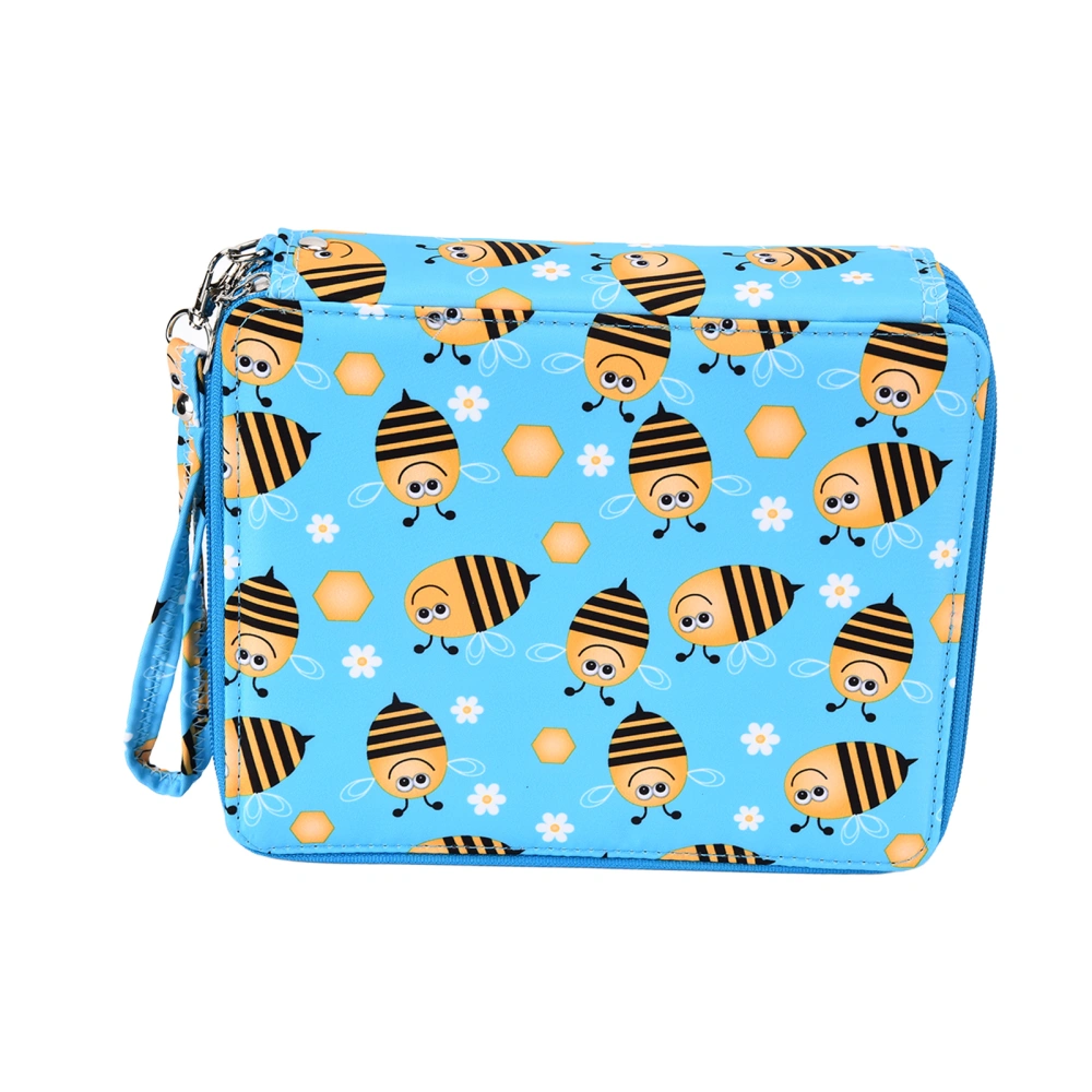 Pencil Storage Bag Bee Pattern High Capacity 127 Holes Multi Function Durable Exquisite Cosmetic Bag