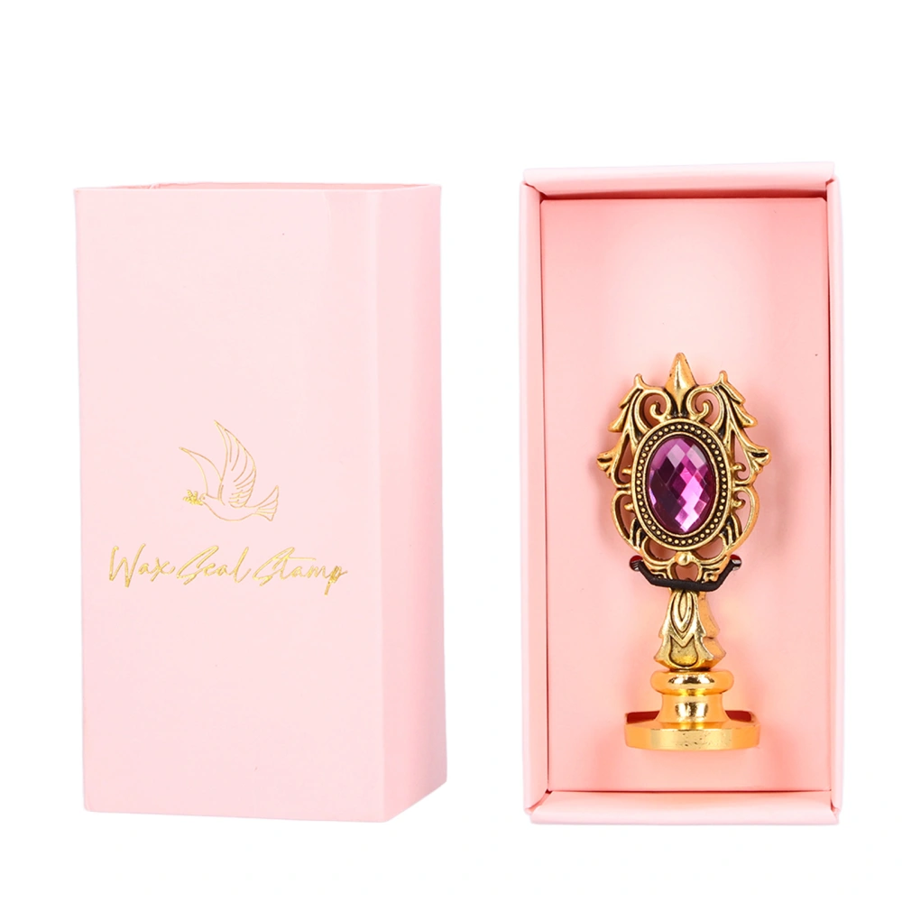 Vintage Sealing Gift Box Clear Imprints Exquisite Packaging Detachable Handle Beautiful Patterns DIY Sealing WaxPink Box Ancient Gold Purple Redrhinestone Handle