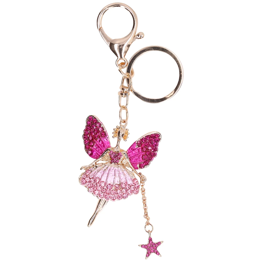 Rhinestone Keychain Cute Angel Girl Shape Metal Keychain Pendants for Car Pendants Bag Decoration GiftLight Pink, Dark Pink