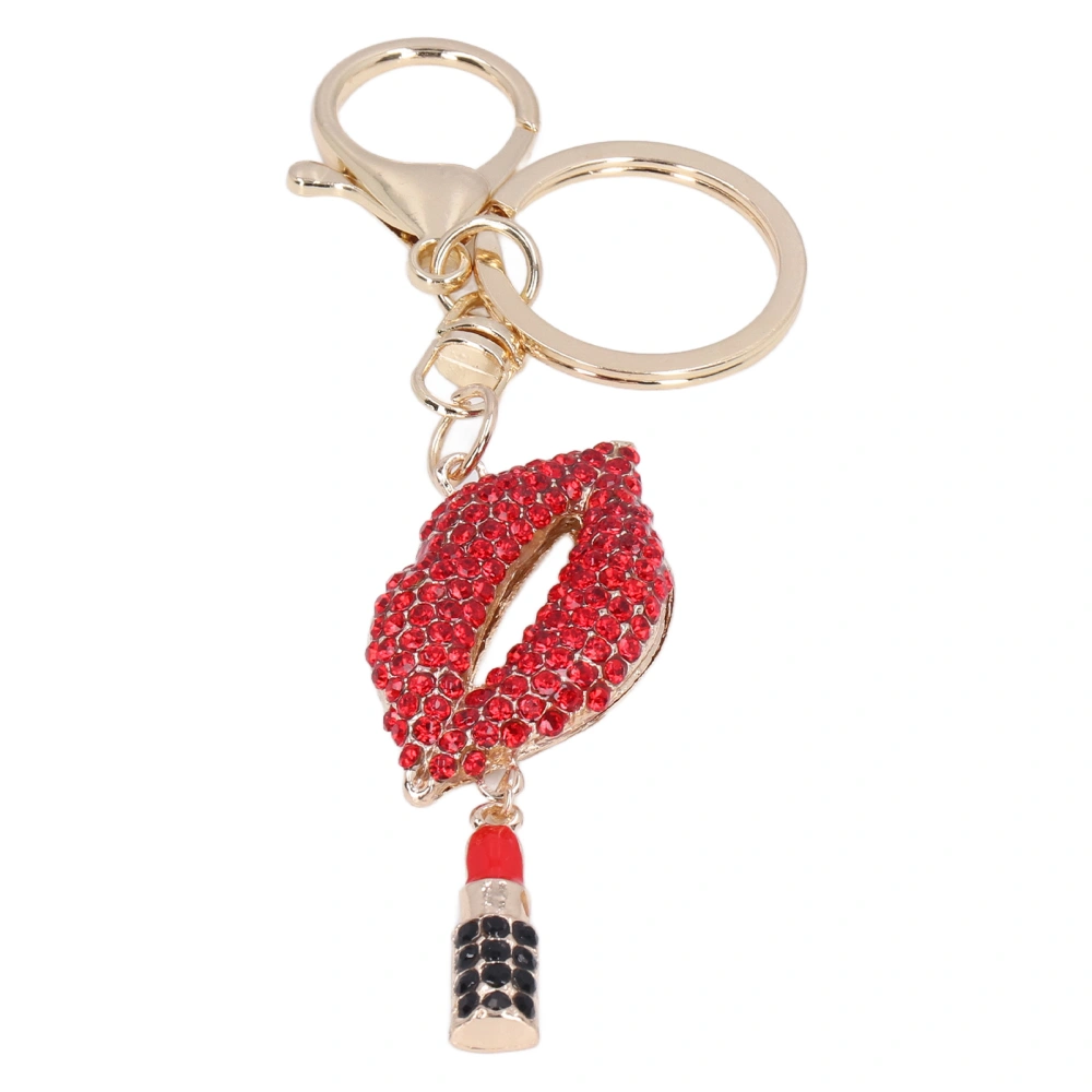 Rhinestone Keychain Cute Exquisite Lip Shape Bag Purse Decorative Pendant Ornament AccessoriesRed