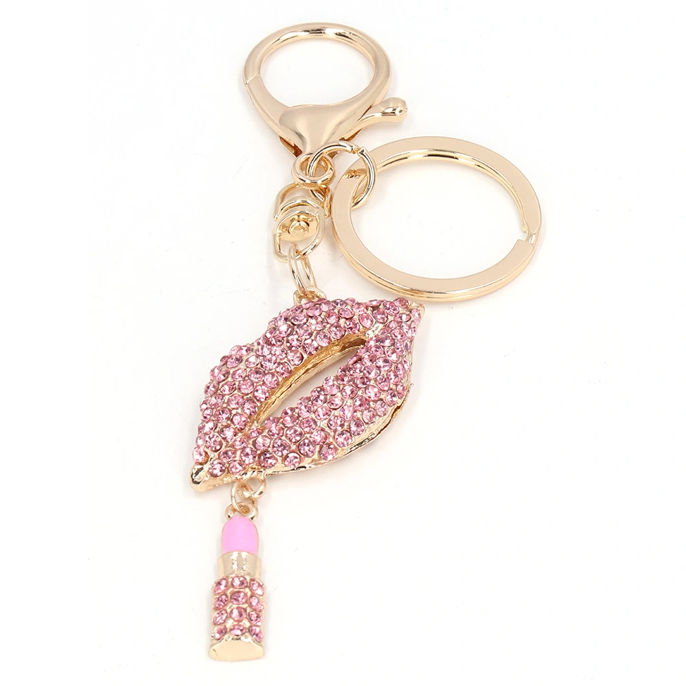 Rhinestone Keychain Cute Exquisite Lip Shape Bag Purse Decorative Pendant Ornament AccessoriesPink