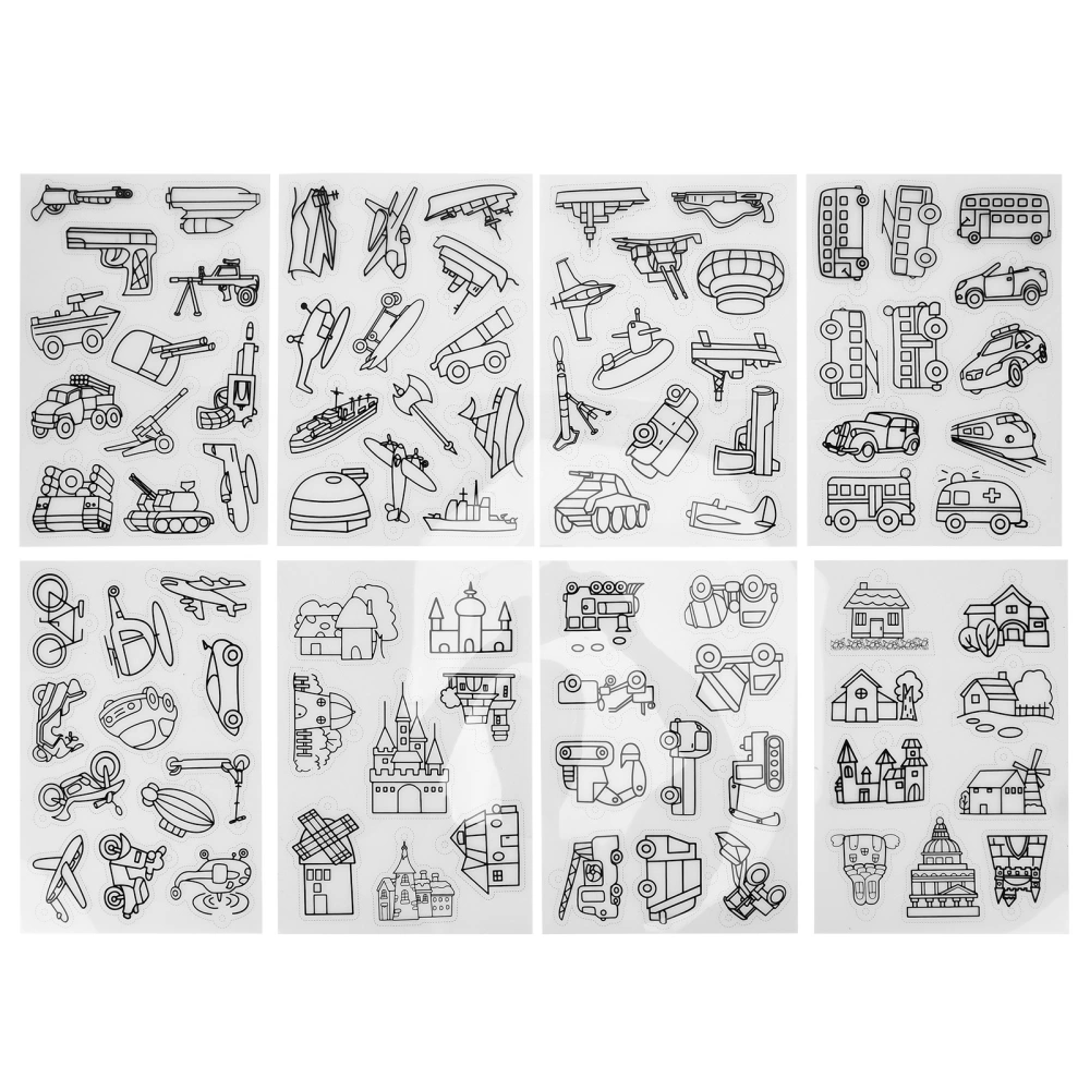 8Pcs Heat Shrink Sheet Boys Girls Pattern Translucent Wide Application Shrinky Art Paper for DIY CraftsBoy Pattern