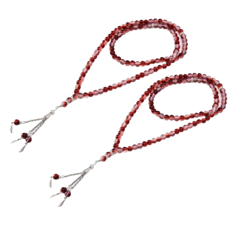 2Pcs Muslim Rosary Beads Bright Beautiful Multifunction Fine Workmanship Religious ArticleRed