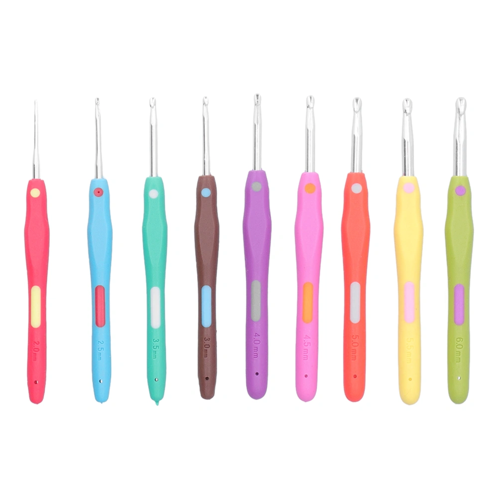 9Pcs Crochet Hooks TPR Ergonomic Soft Handle Easy Identification Wide Application Crochet Needle