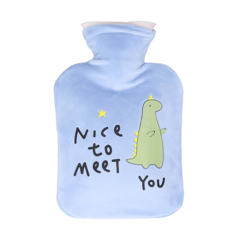 500ml Hot Water Bottle Dinosaur Cartoon Thickened Leak Proof Warm Hot Water Bag for The Treatment of Muscle SorenessBlue