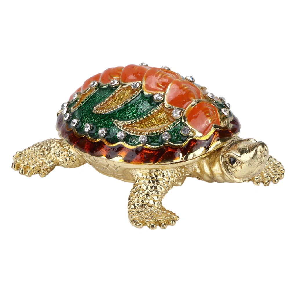 Turtle Trinket Box Turtle Band Jewelry Trinket Box with Painted Electroplated Rhinestone for Earrings Necklace Storage