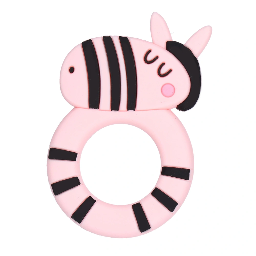 Teether Stripe Horse Shape Silicone Teeth Grinder Teeth Fixer Baby Cleaner Oral Molar ToysBaby Pink