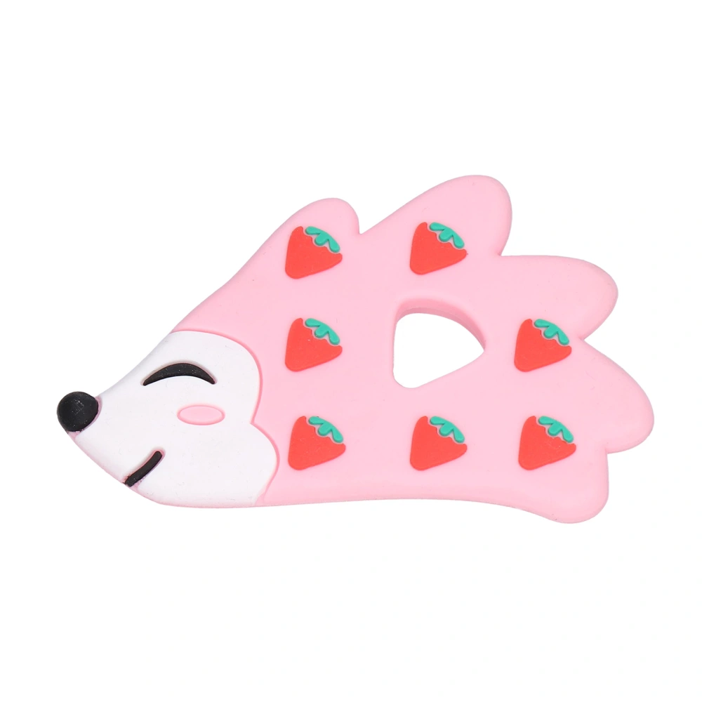 Baby Teether Oral Protection Strawberry Hedgehog Shape Fine Protection Silicone TeetherPink