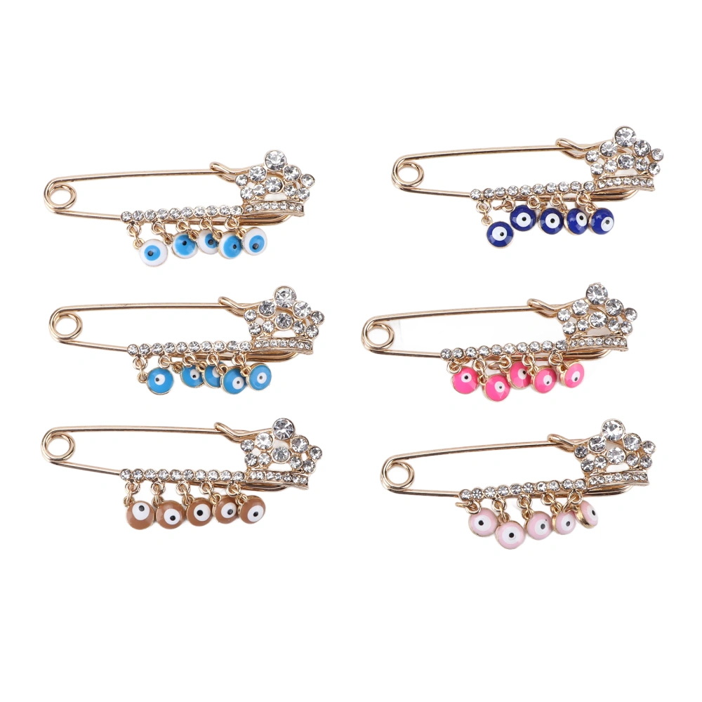 6pcs Brooch Bright Golden 6 Colors Elegant Style Decorative Attractive Jewelry for Parties Appointments