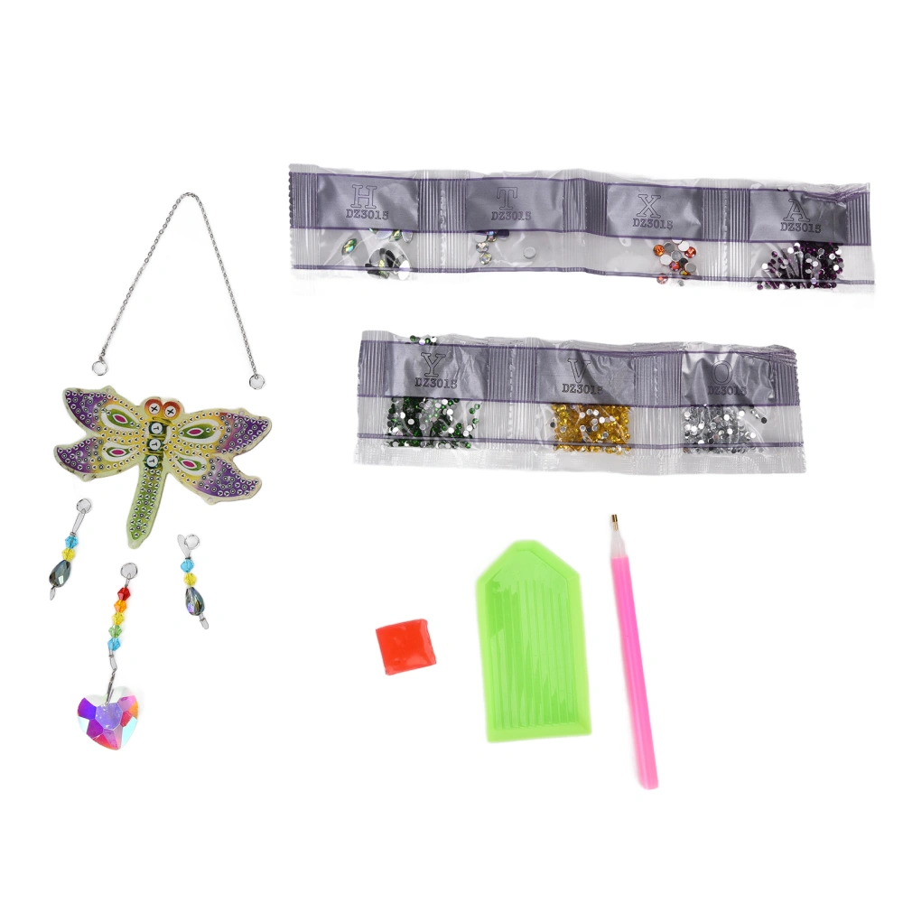 Rhinestone Painting Dragonfly Shape Interesting Relaxing Colorful DIY Pendant for Home Decoration