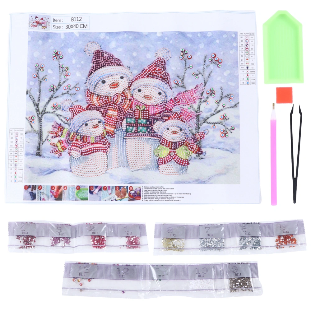 Rhinestone Painting 30x40cm Snowman Waterproof Exquisite Bright Colors Pressure Relief Antioxidant Rhinestone Art Kits