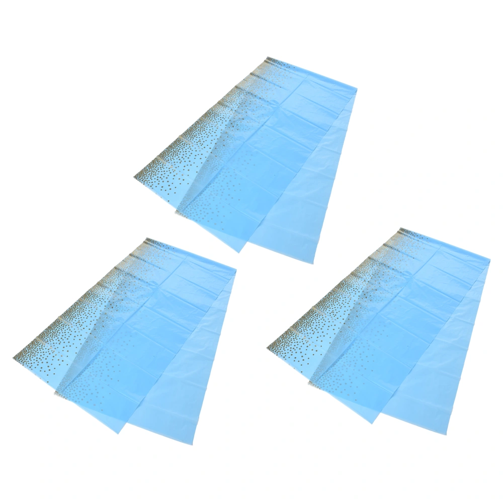 3PCS Tablecloth Waterproof Plastic Exquisite Appearance Disposable Portable Plastic TableclothBlue