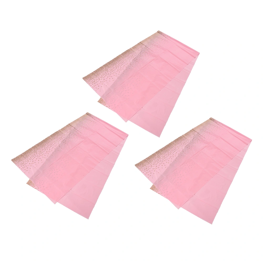 3PCS Tablecloth Waterproof Plastic Exquisite Appearance Disposable Portable Plastic TableclothPink