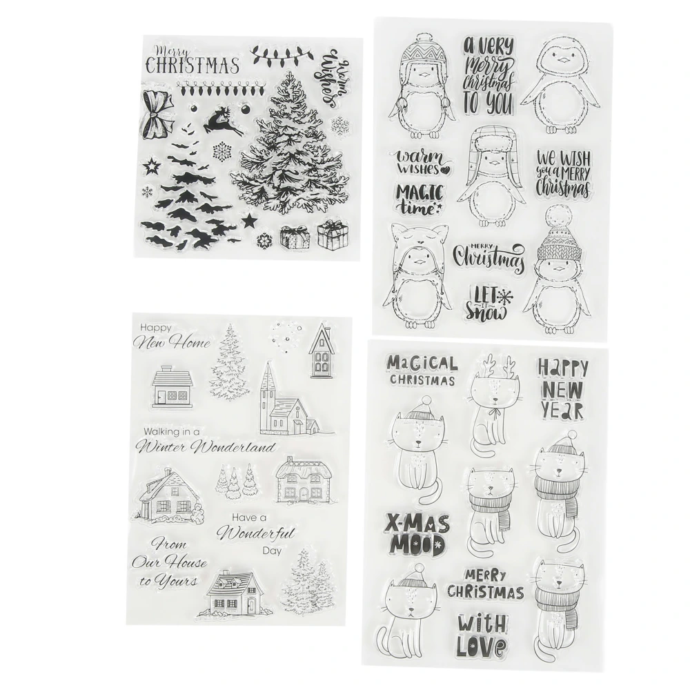 4Pcs Clear Stamps Clear Imprint Recycle Use Easily Unique Shape Various Styles DIY Transparent Stamps for Album Crafts