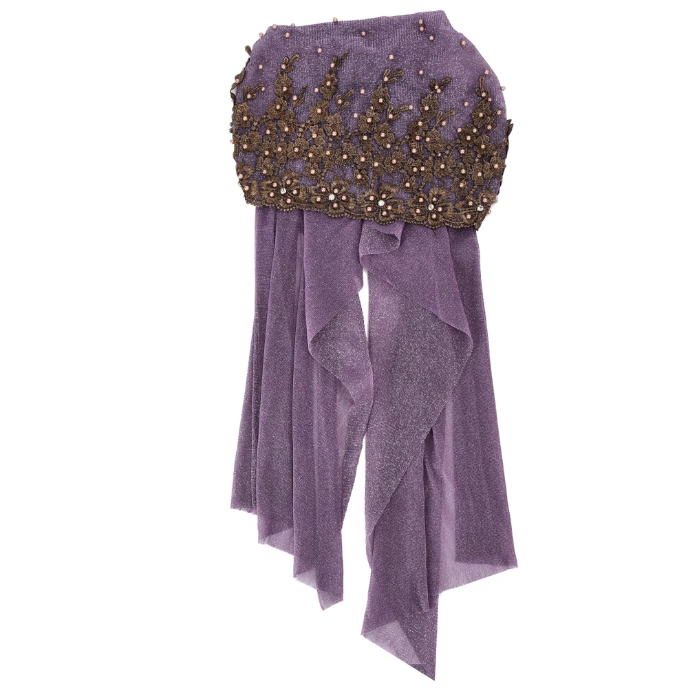 Turban Fashion Unique Women's Retractable Retro Beaded Bandage Muslim Long Scarf HatPurple