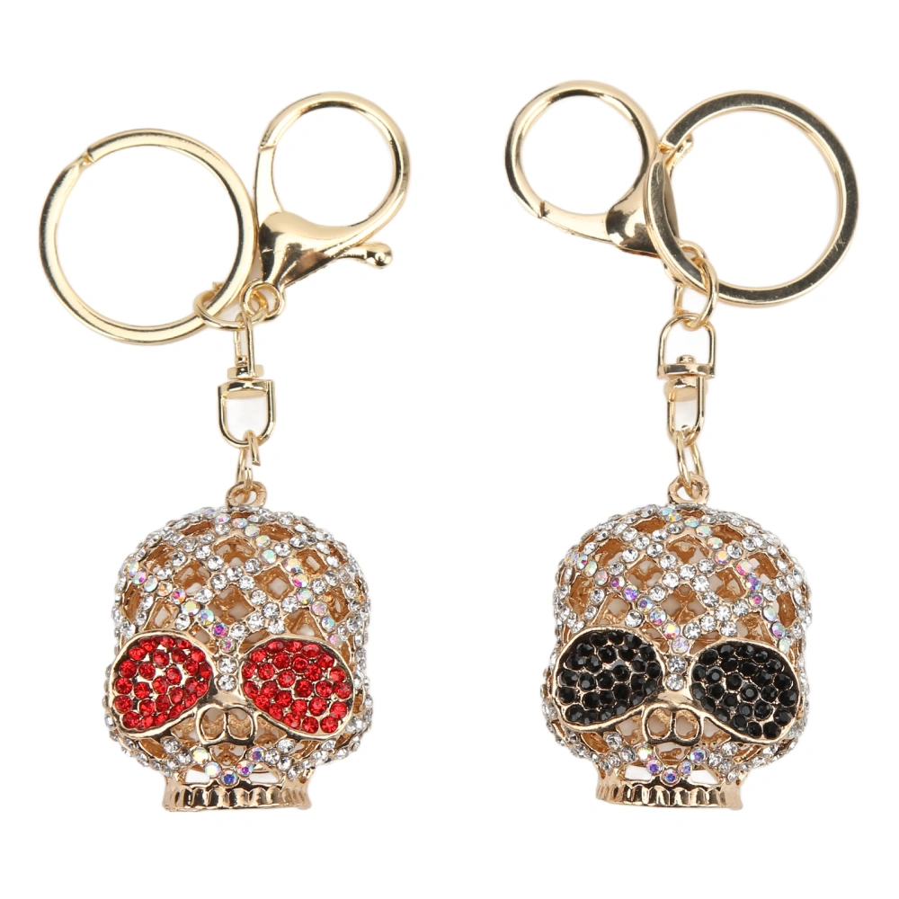 2pcs Skull Keychain Black Red Long Lasting Romantic Pendant for Handbag Decoration