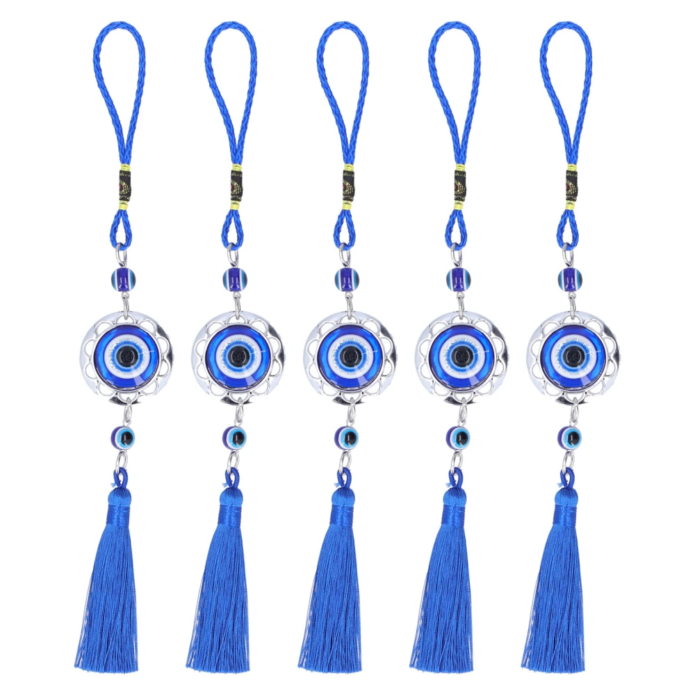 5Pcs Evil Eye Pendant Coloured Glaze Blue Tassel Exquisite Design Good Luck Evil Eye Decor for Room CarRound