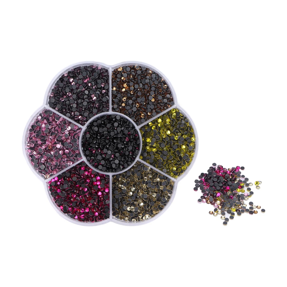 10080Pcs Flat Back Rhinestones Dazzling Colorful DIY Sturdy Iridescent Rhinestones Round Beads for Manicure MakeupS607-2