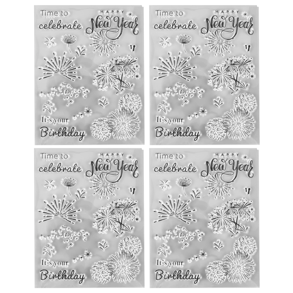 4Pcs Clear Stamps Unique Shape Decorative Transparent Templates for DIY Scrapbook Crafts