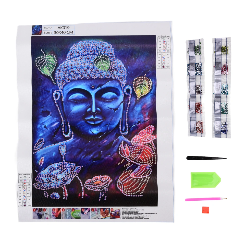 Rhinestone Painting Buddha Pattern Exquisite DIY Home Wall Decoration Picture 30x40cm