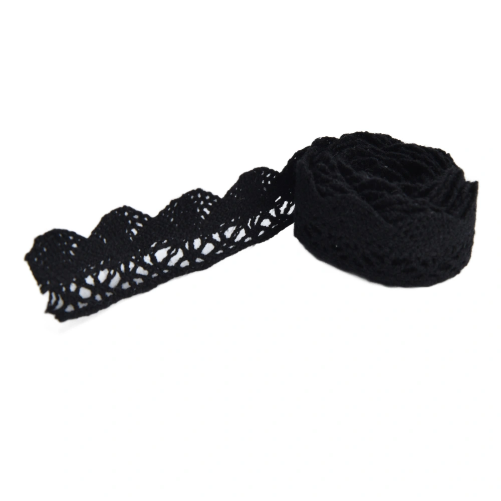 Lace Ribbon DIY Cotton Net 2cm Width 20 Yards Elegant Fabric Lace Trim for Curtain Clothes Tablecloth Gift PackageBlack