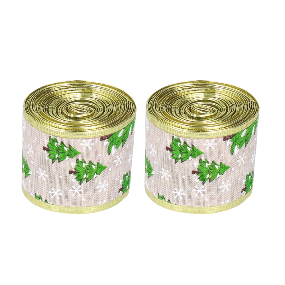 Christmas Ribbon Fadeless Metal Edging Simple Classic Polyester Texture Christmas Ribbon Wired