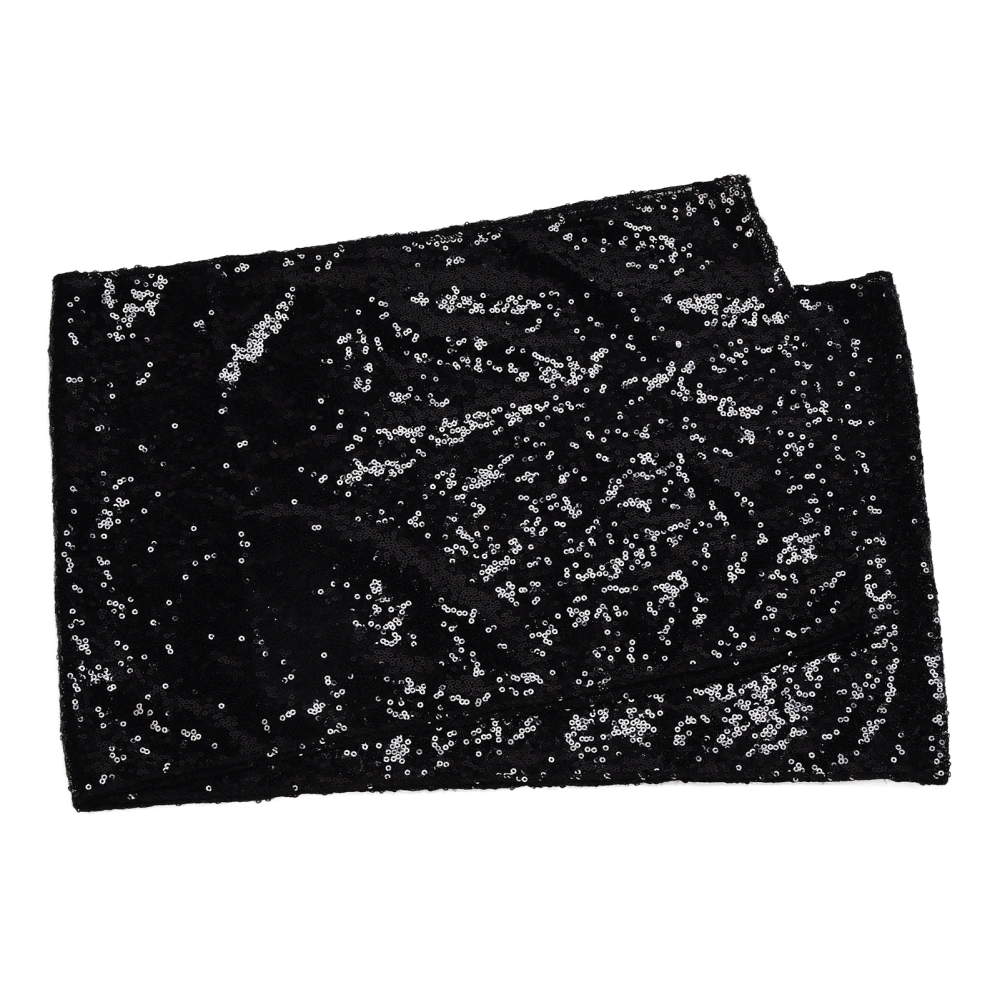 Tablecloth 2 Colors Sequin Wide Application Seamless Opaque Desktop Decoration for PartiesBlack