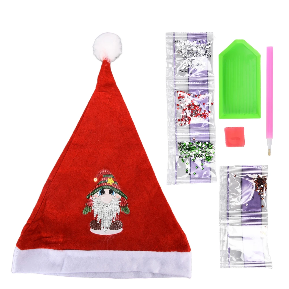 Rhinestone Painting Christmas Hat Cute Santa Claus Pattern DIY Christmas Hat for DIY Craft Decoration Gift