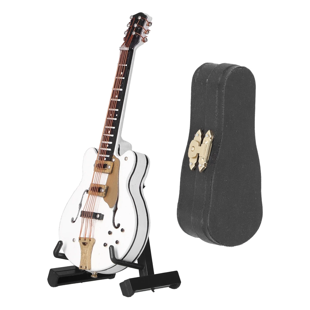 Guitar Model Mini Exquisite White Musical Instrument Handicraft Ornament for Home Office Decoration