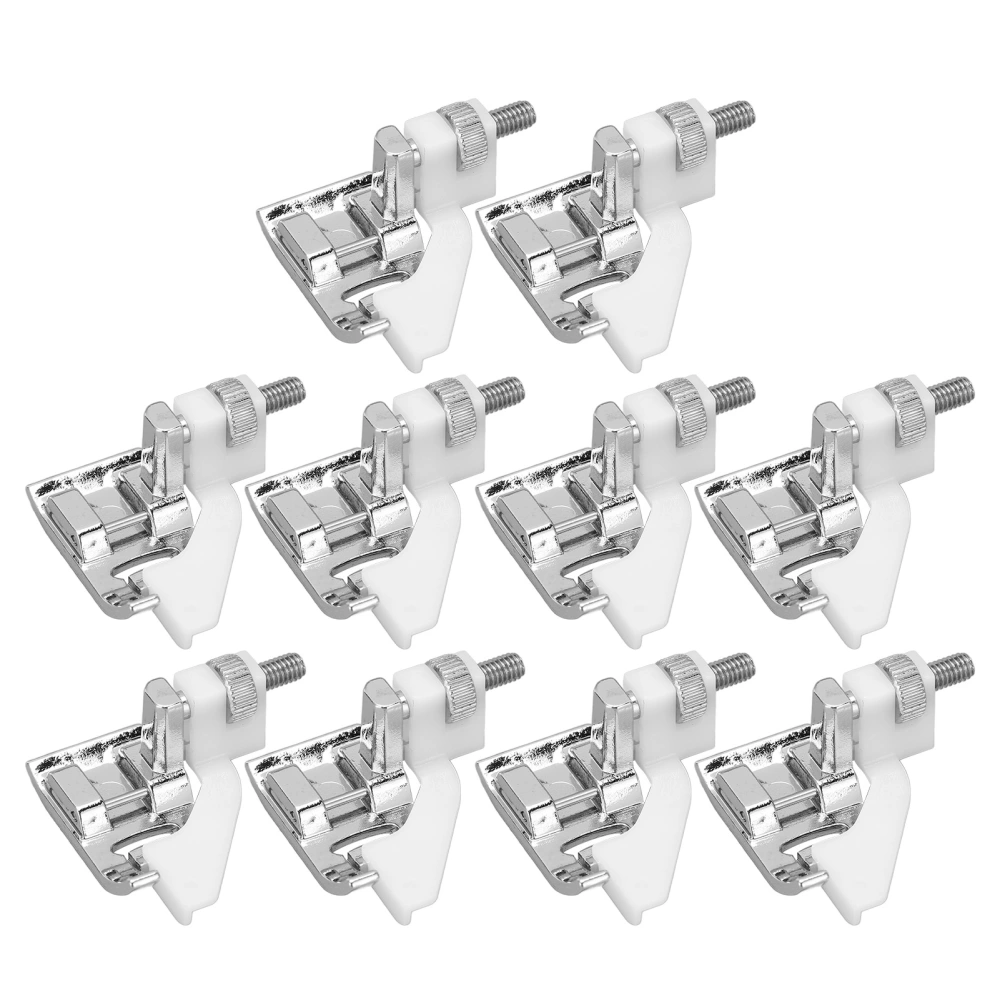 10pcs Presser Feet Stainless Steel Plastic Blind Stitch Hemming Sewing Feet for Household Sewing Machines