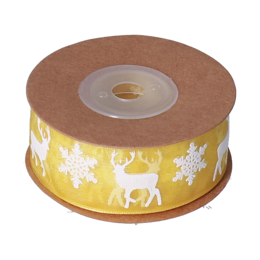 Ribbon DIY Multifunctional Printing Christmas Decoration Snowflake Deer Golden Ribbon