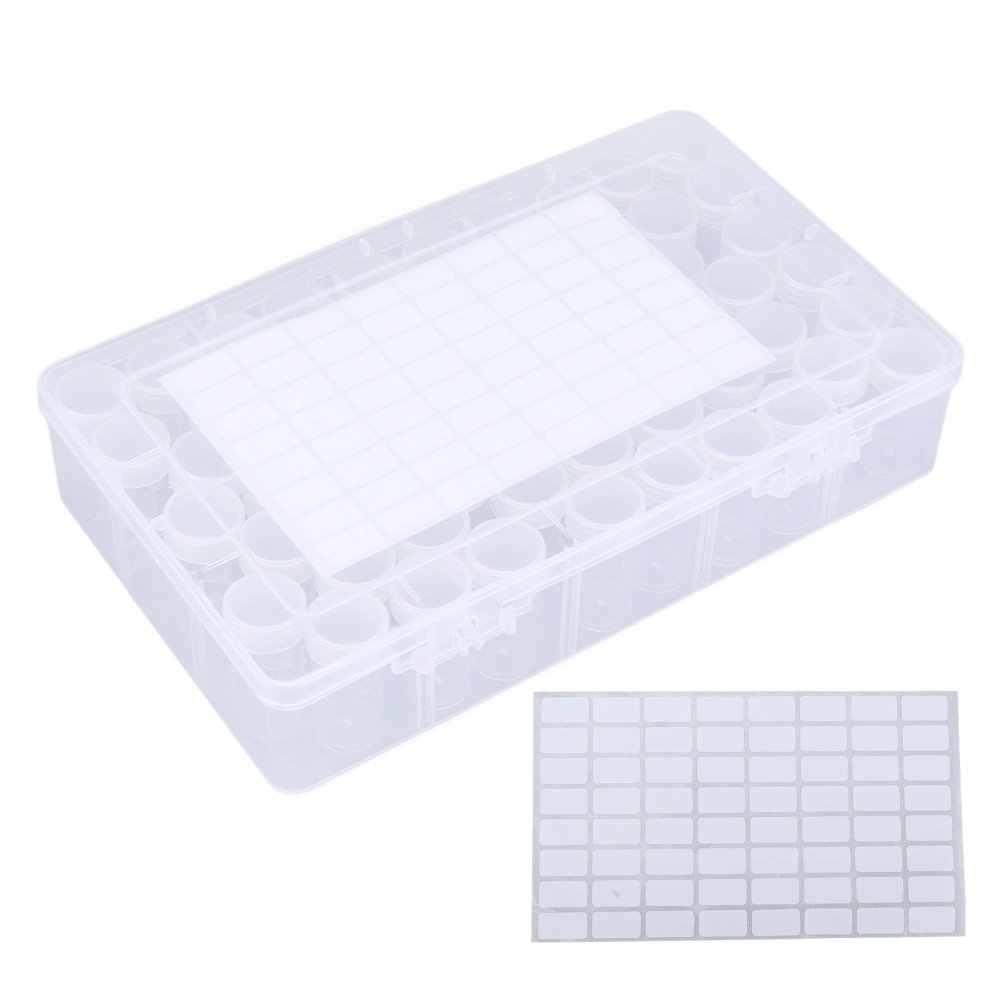 60pcs Diamond Painting Storage Containers Portable Plastic Bead Storing Bottle with Storage Box Sticker