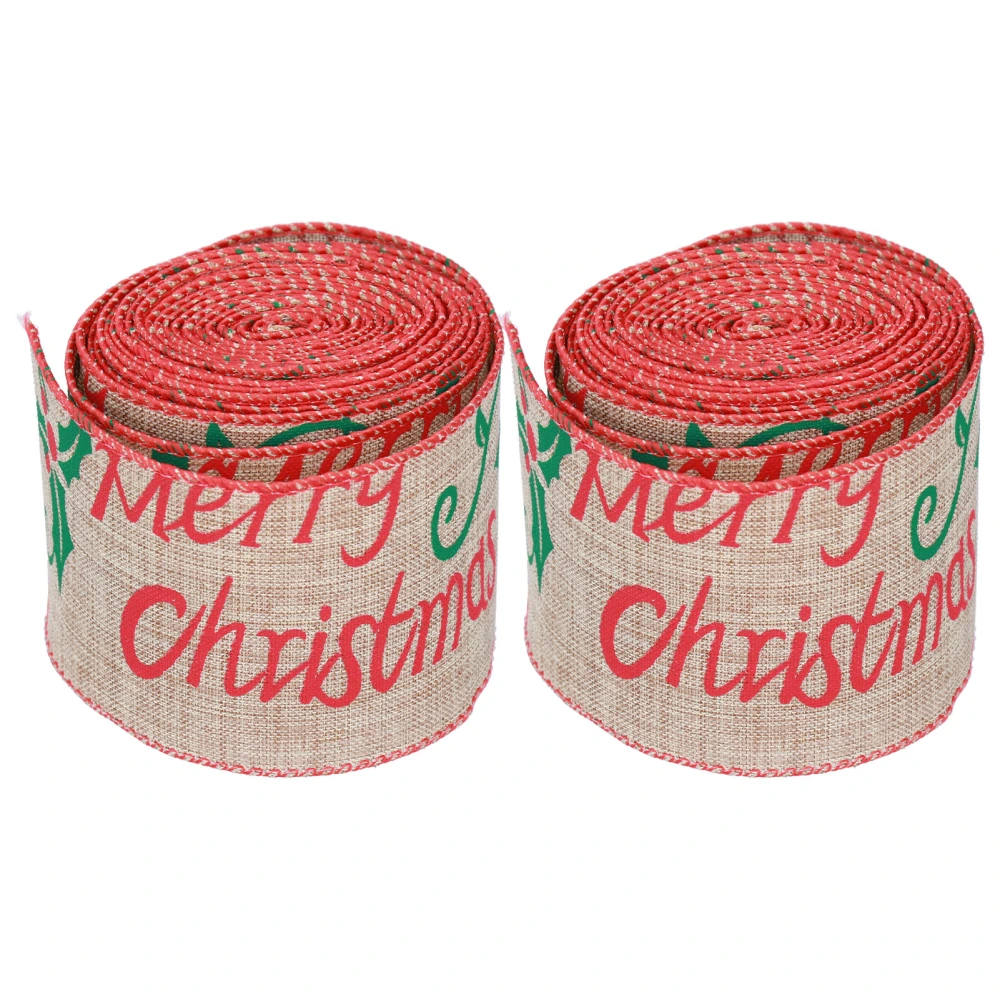 2pcs Christmas Ribbon 6cm/2.4in Wide Classic Bright Patterns DIY Wrapping Supplies for Holiday Decoration