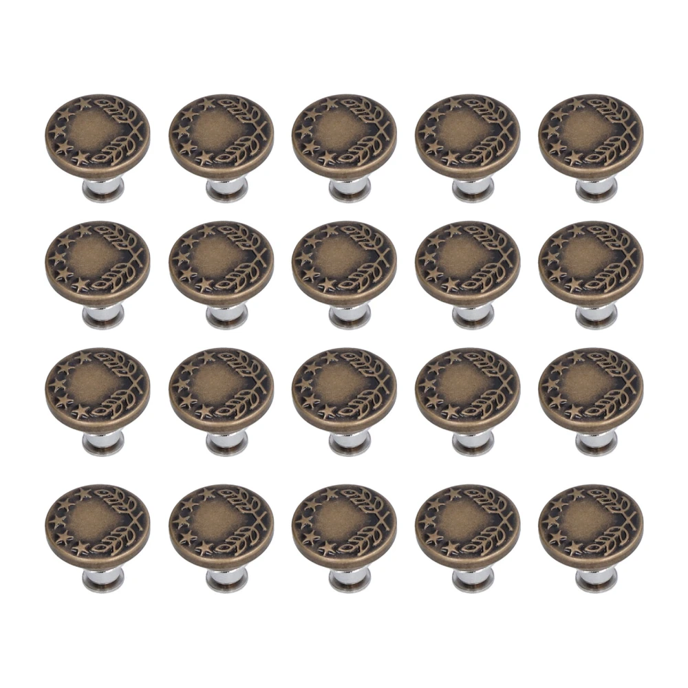 20Pcs Button Durable Card Slot Design Adjustable Bronze Metal Retractable Button for Skirts Dolls Shoes