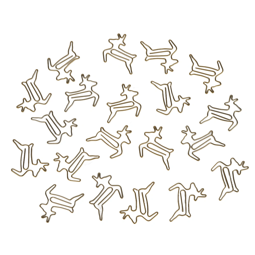 20Pcs Paper Clips Iron Rustproof Lightweight Colorfast Multifunctional Deer Shape Cute Unique Paperclips for Office